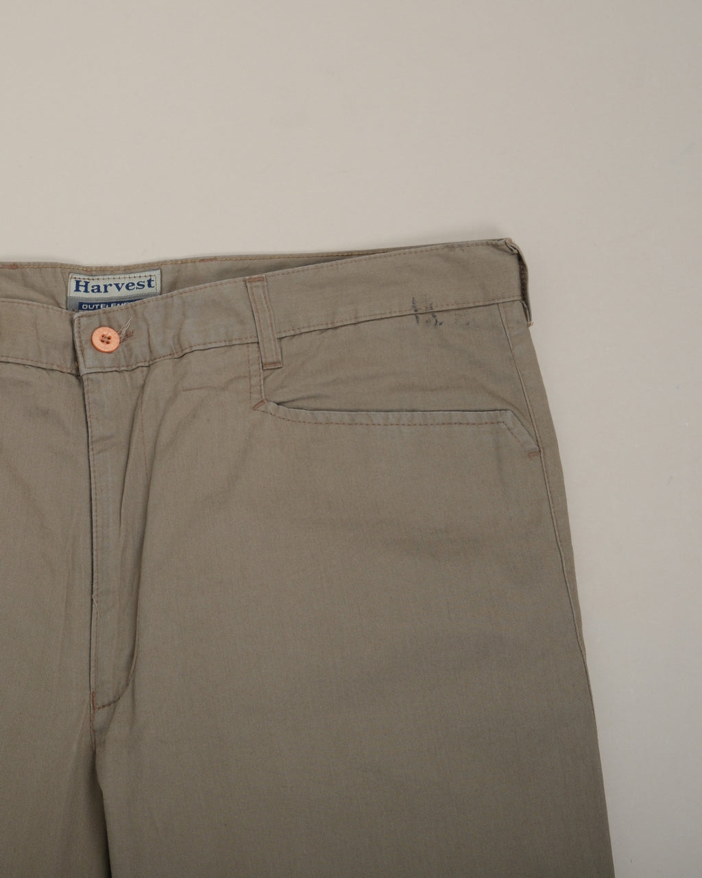 Khaki Cotton High-Rise Trousers