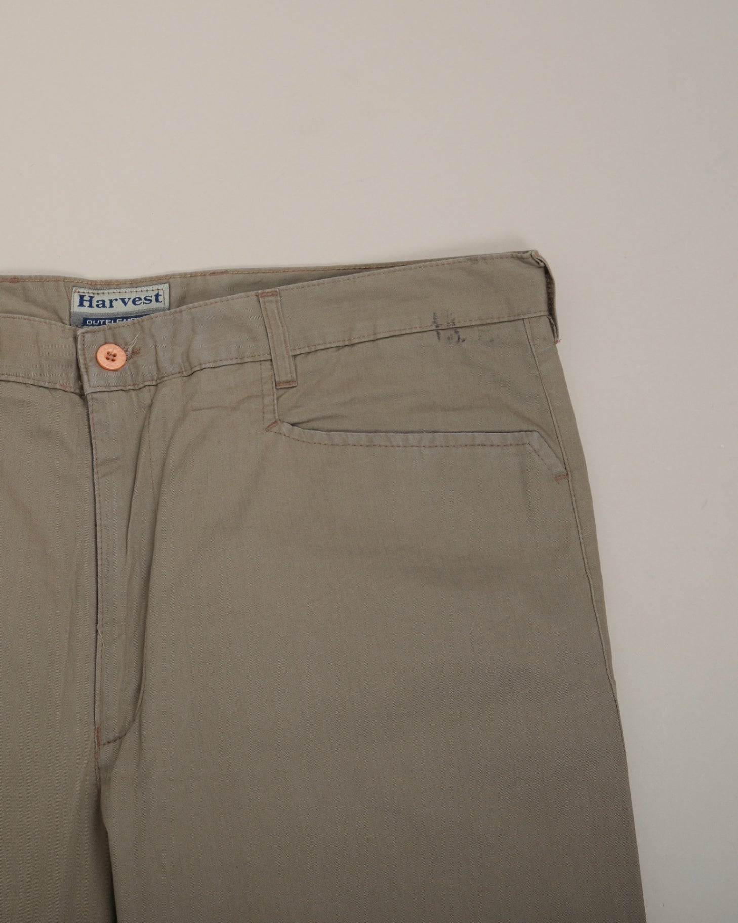 Khaki Cotton High-Rise Trousers