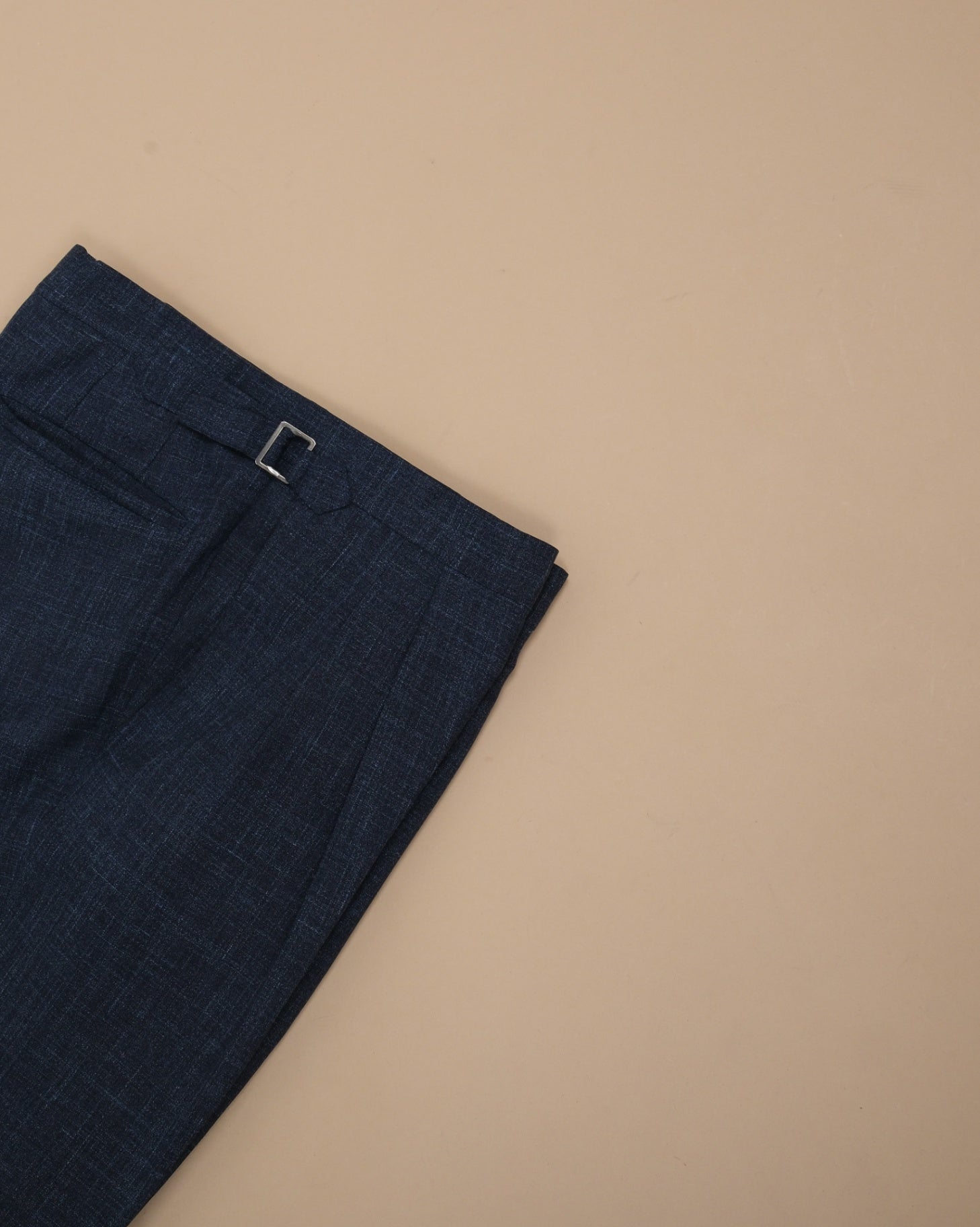 Navy Melange LP "Summertime" High-Rise Pleated Trousers