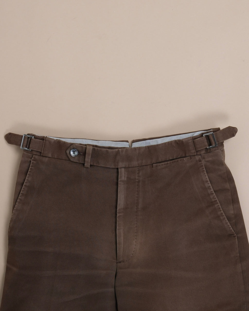 Brown High-Rise Cotton Trousers