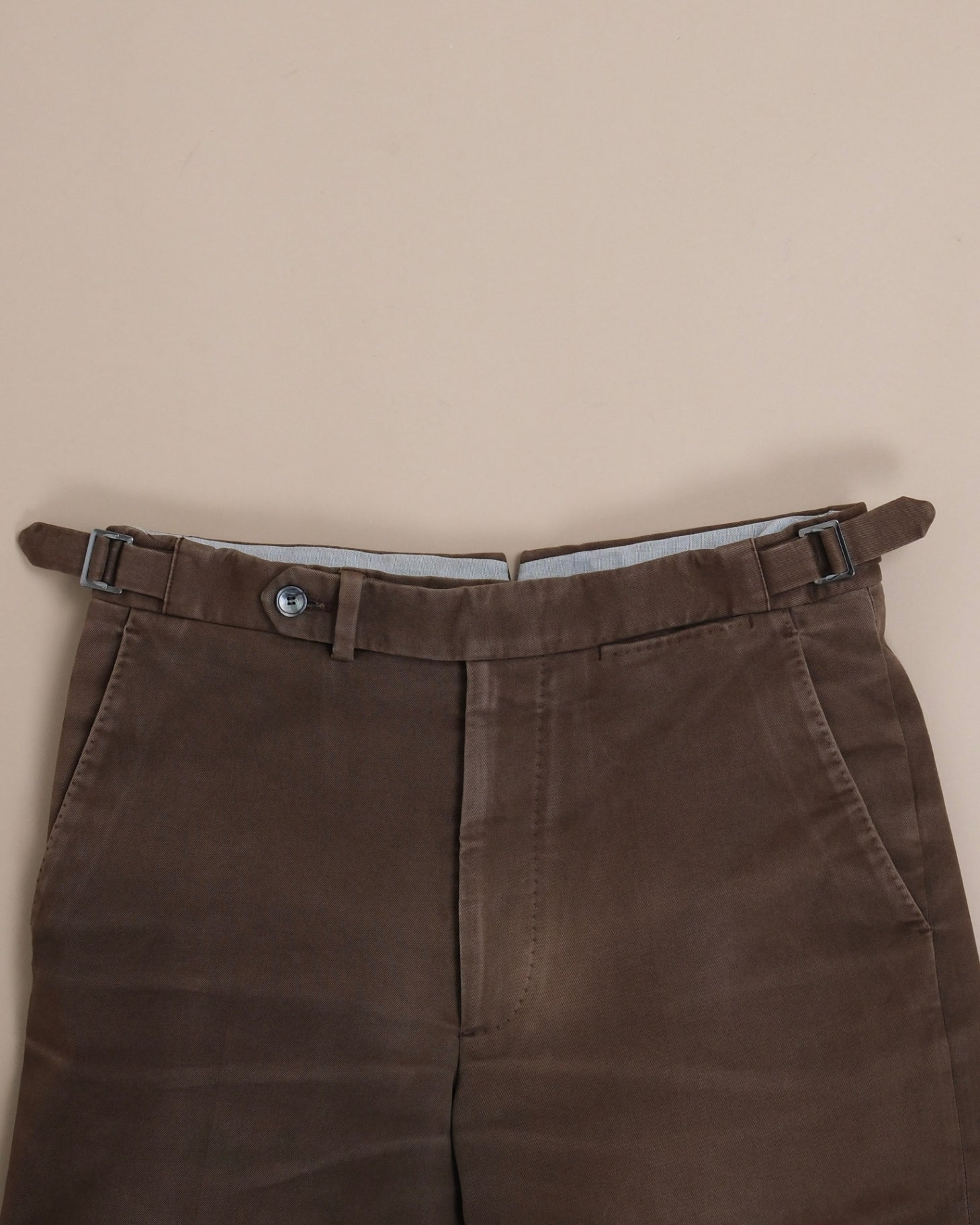 Brown High-Rise Cotton Trousers