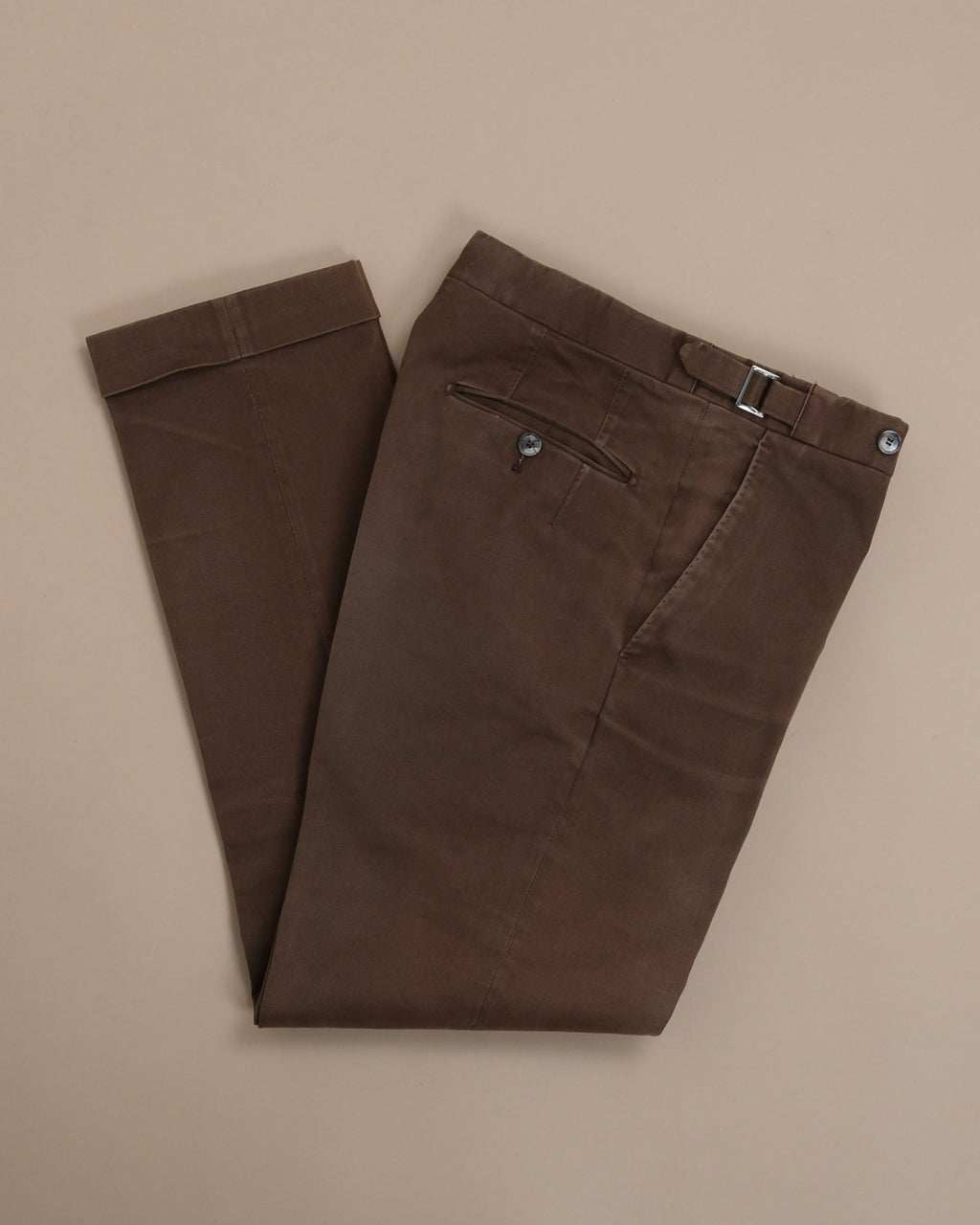 Brown High-Rise Cotton Trousers