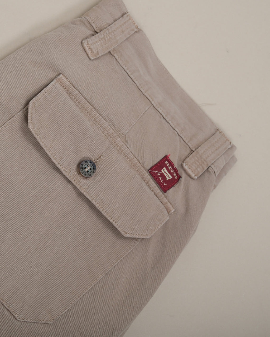 Khaki Cotton High-Rise Trousers