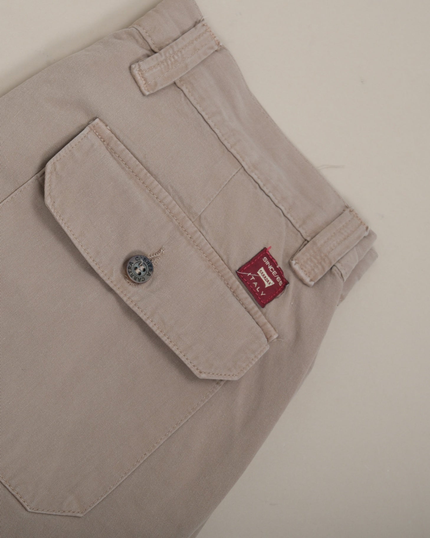 Khaki Cotton High-Rise Trousers