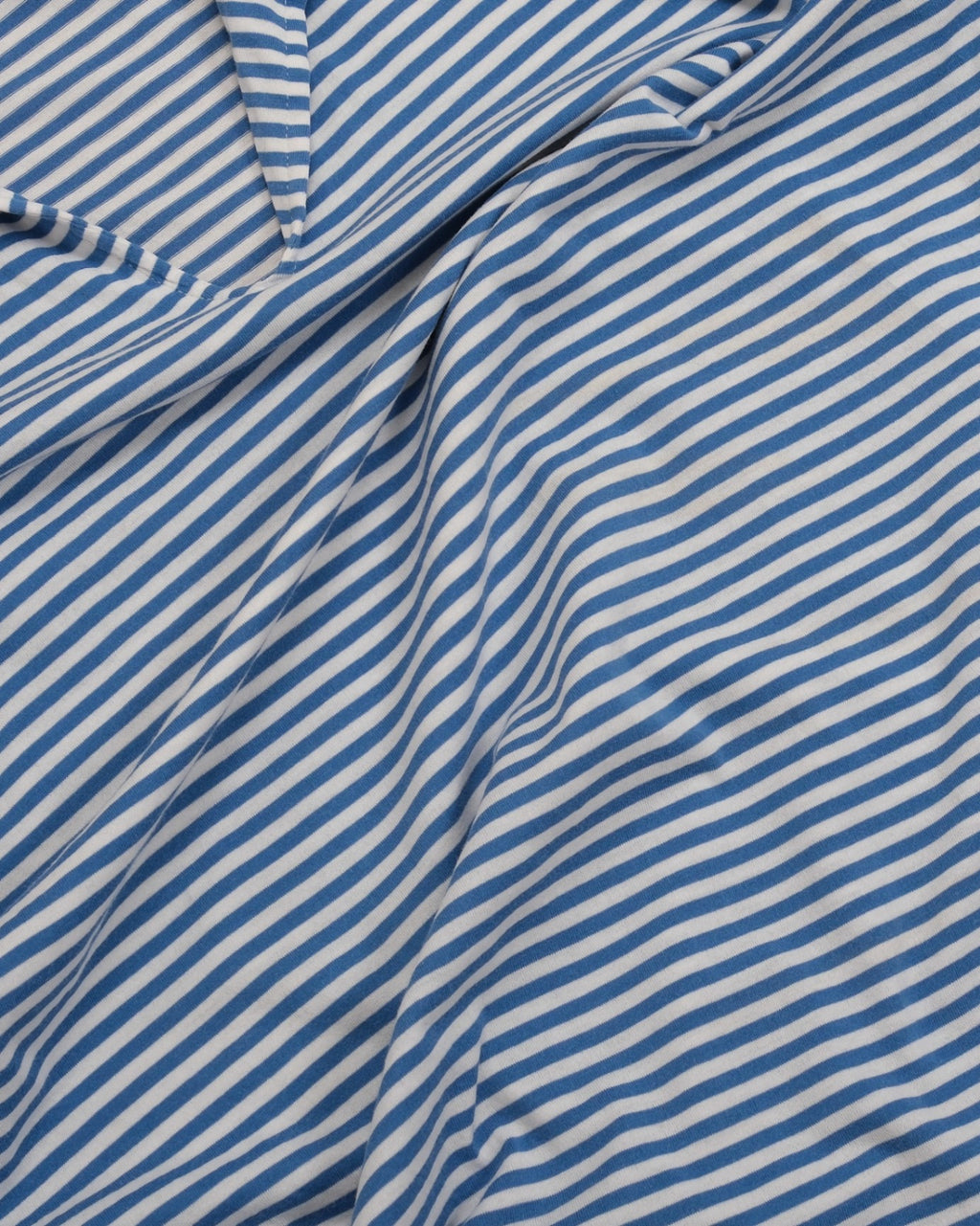 White/Blue Striped Open One-Piece Polo