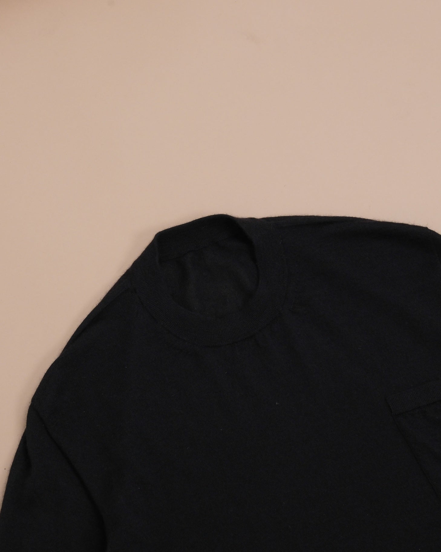 Black Cashmere/Silk Short-Sleeve Crewneck
