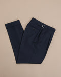 Navy High-Rise Birdseye Wool Trousers