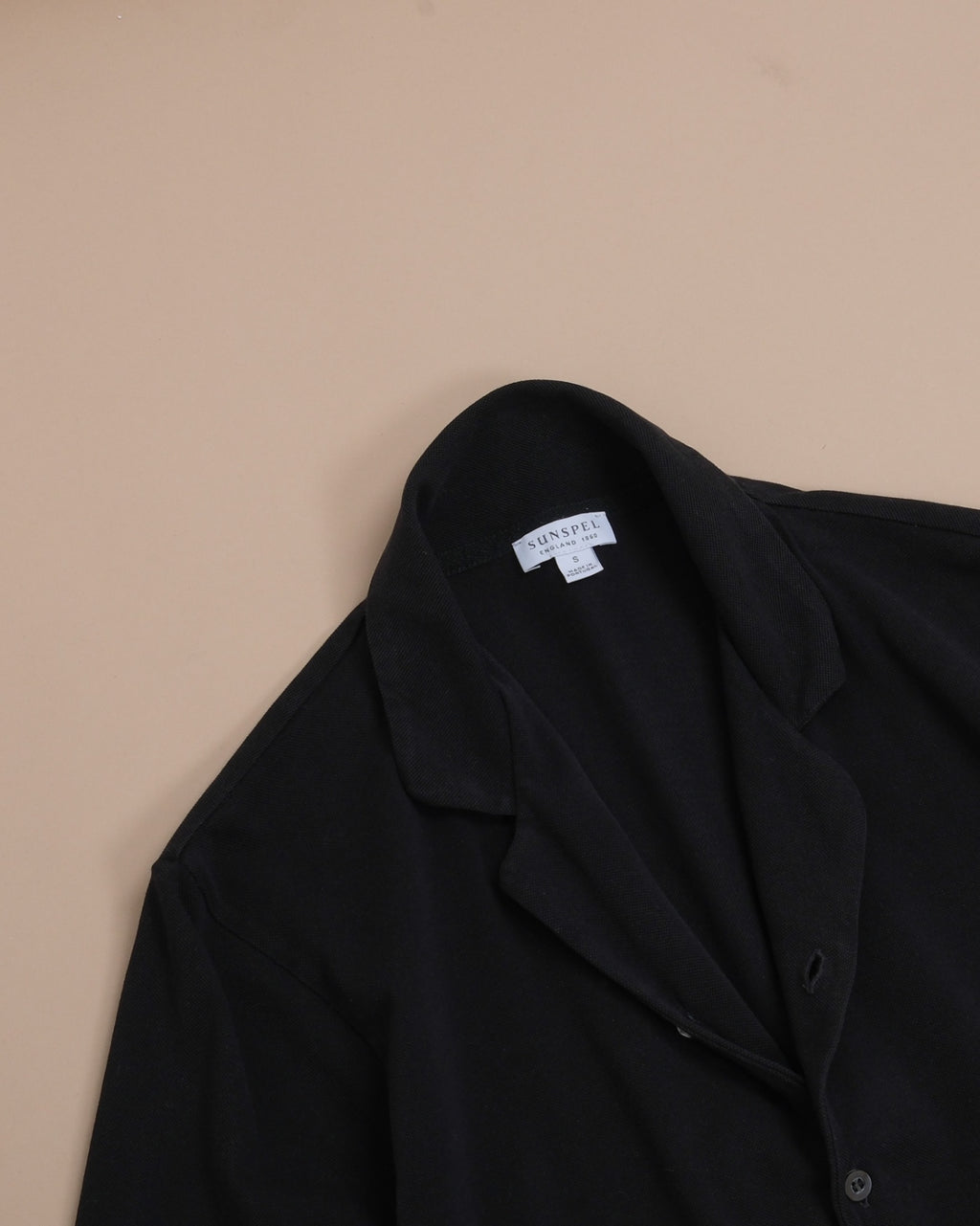 Black Pique Short-Sleeve Shirt