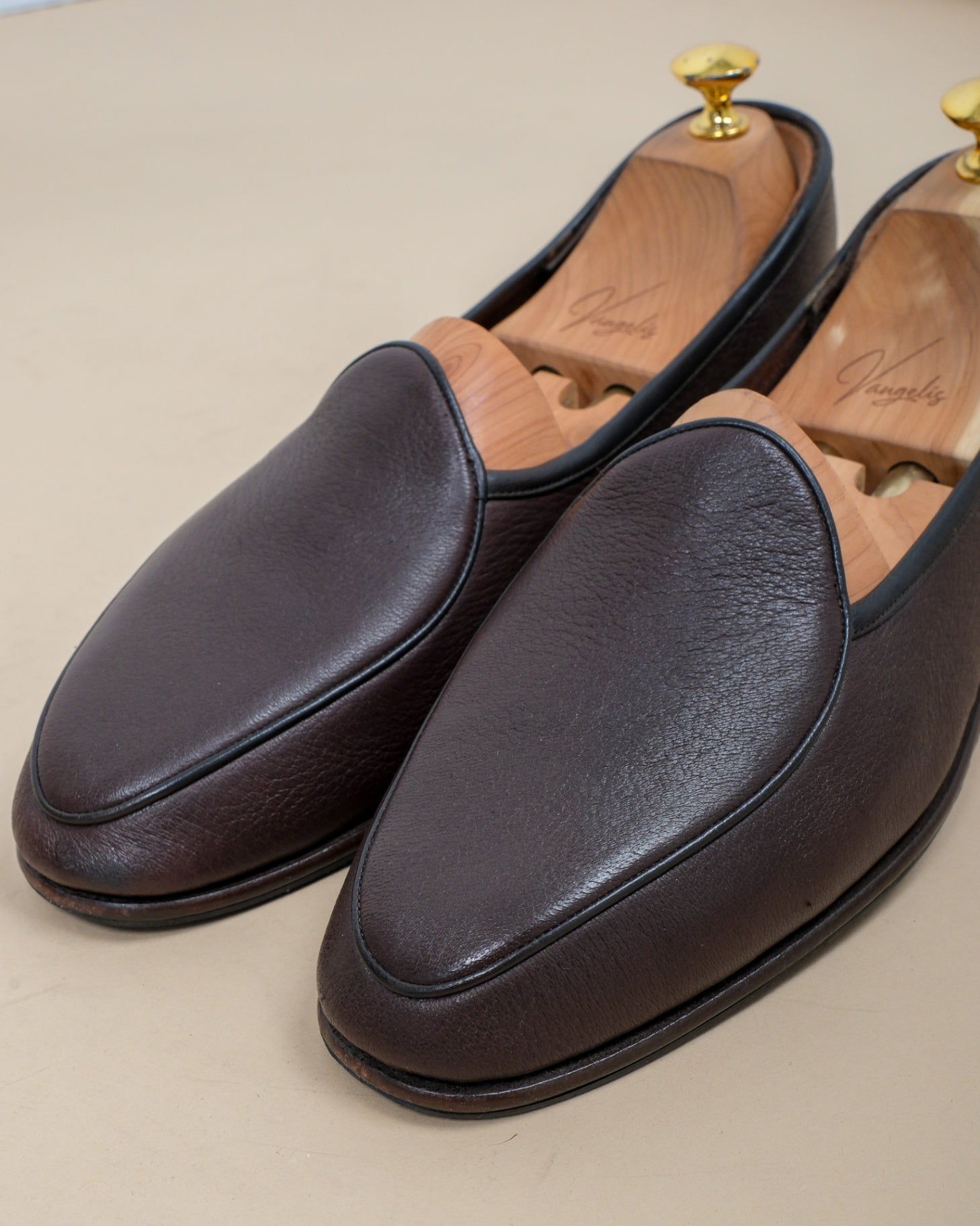 Dark Brown Sagan Classic Deerskin Loafers