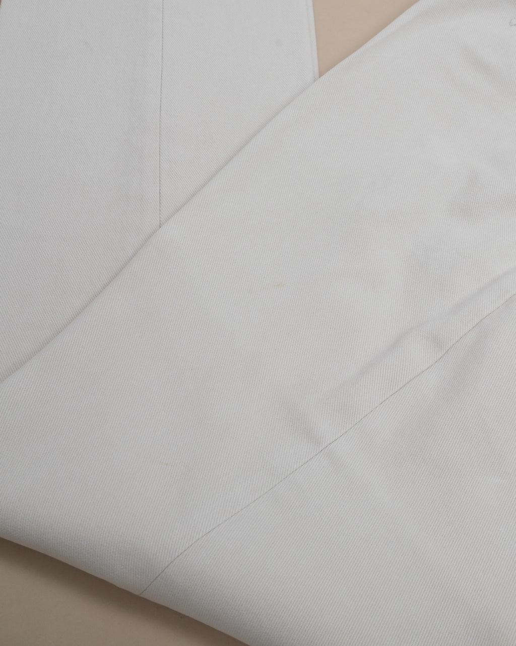 Light Beige Sturdy Twill High-Rise Pleated Trousers
