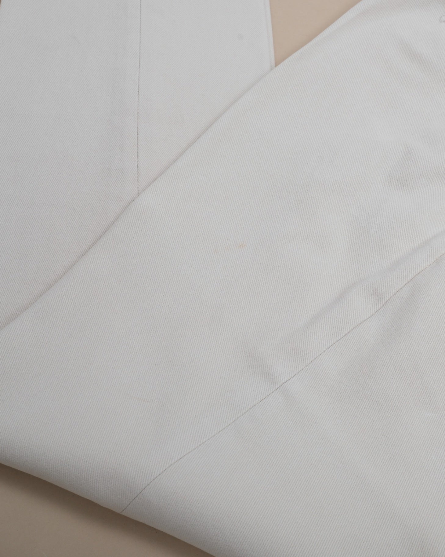 Light Beige Sturdy Twill High-Rise Pleated Trousers