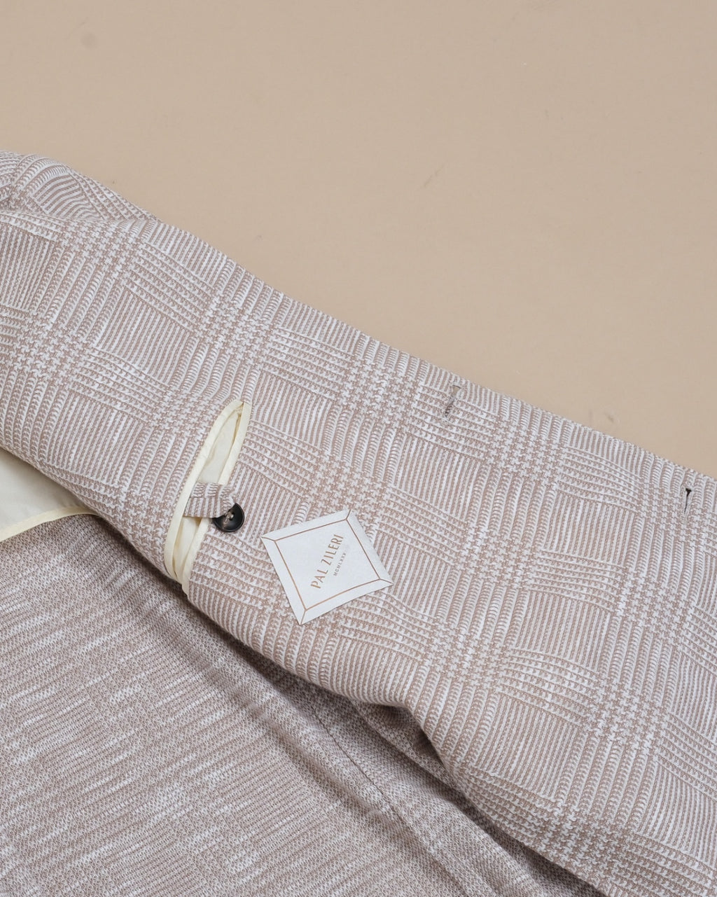 Beige Glen Check Cotton/Linen Sports Jacket