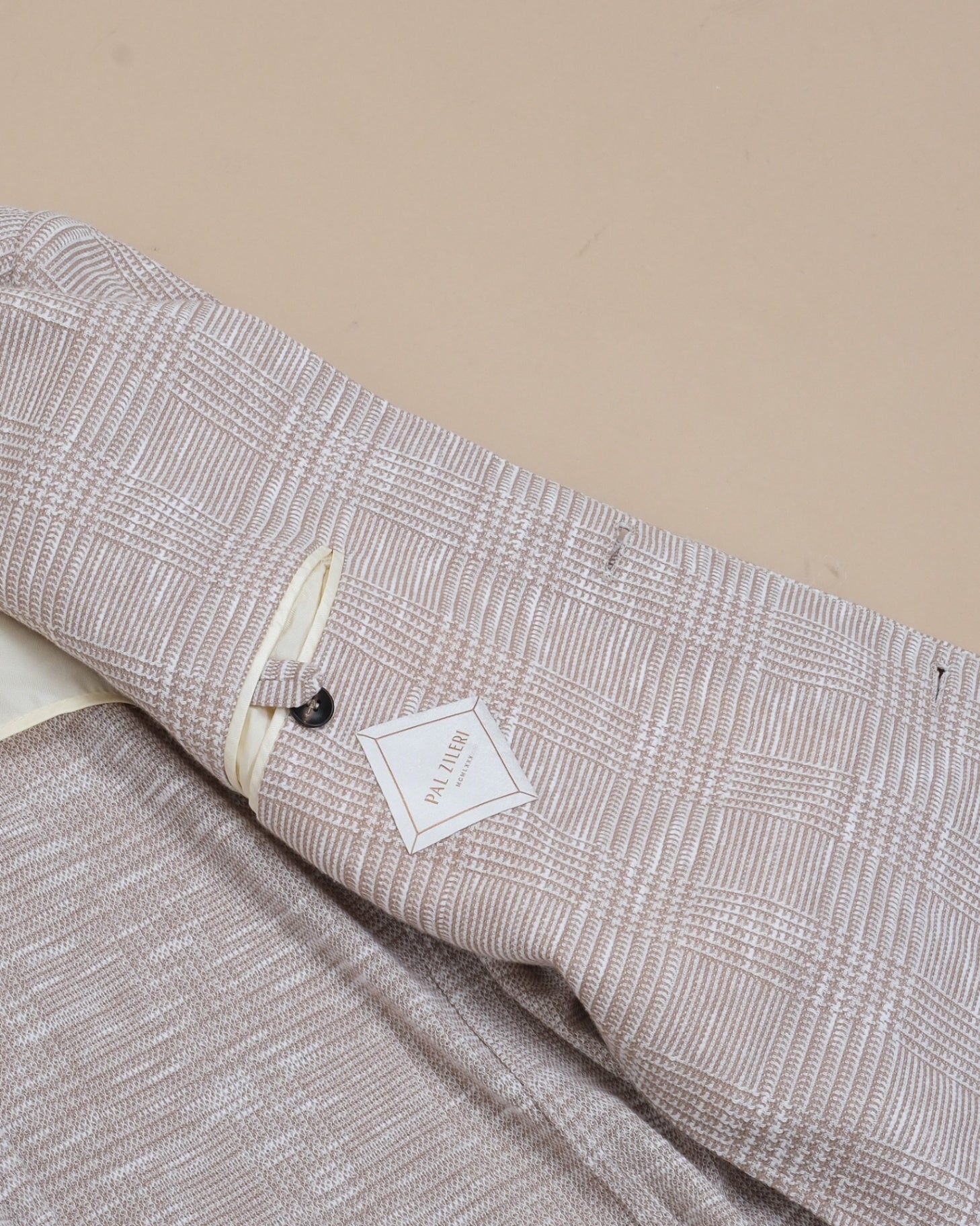 Beige Glen Check Cotton/Linen Sports Jacket