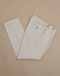 Light Beige Sturdy Twill High-Rise Pleated Trousers