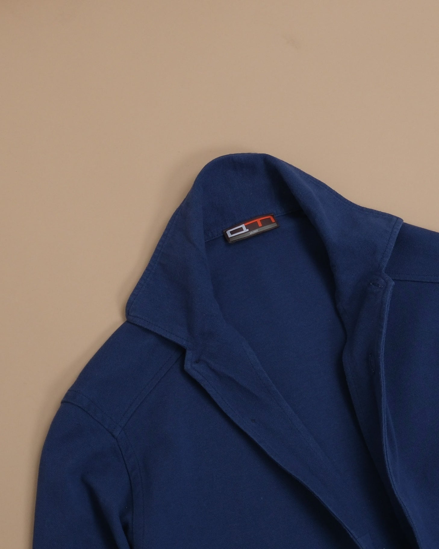 Dark Blue Pique On-Piece Collar Shirt