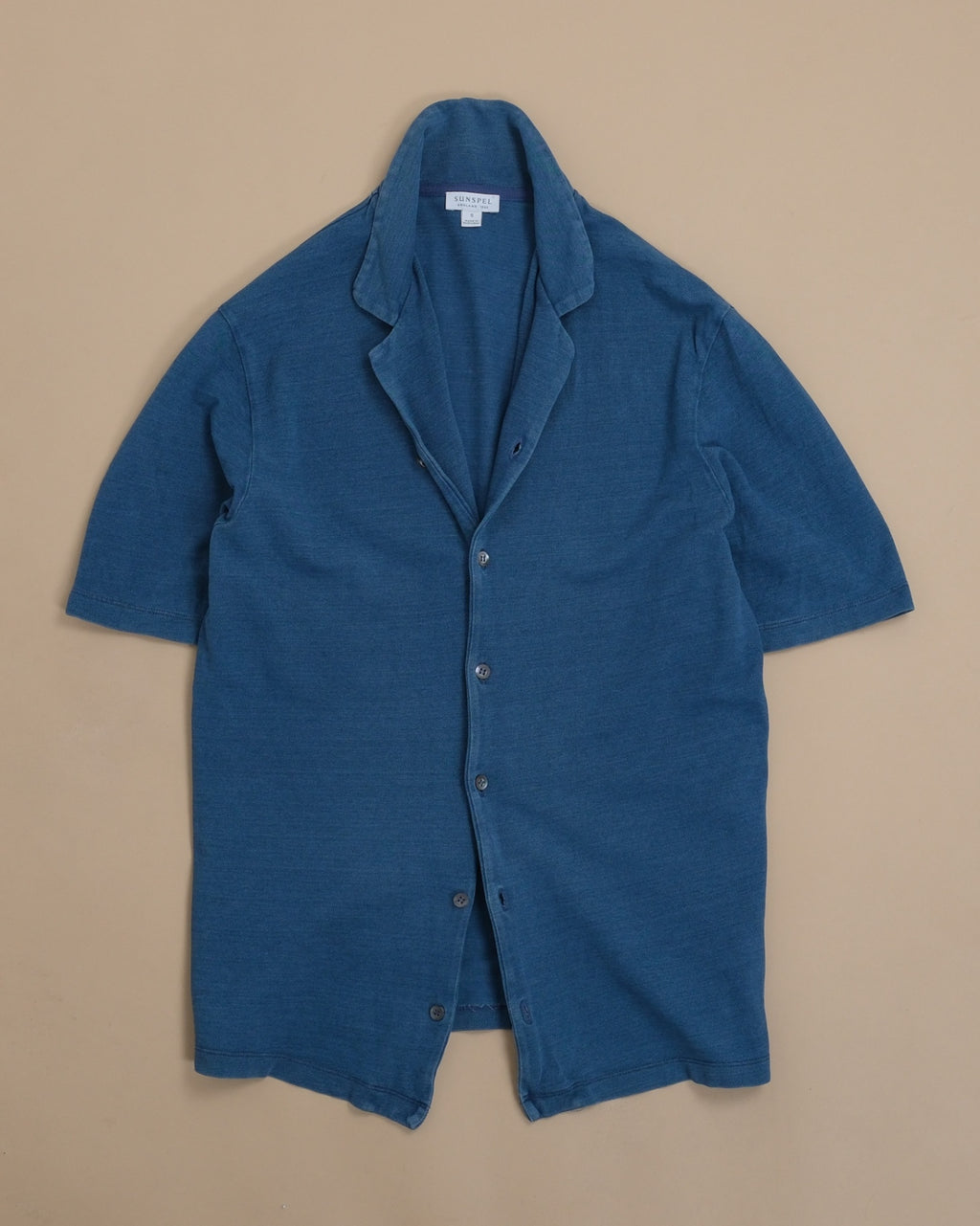 Washed Blue Pique Short-Sleeve Shirt