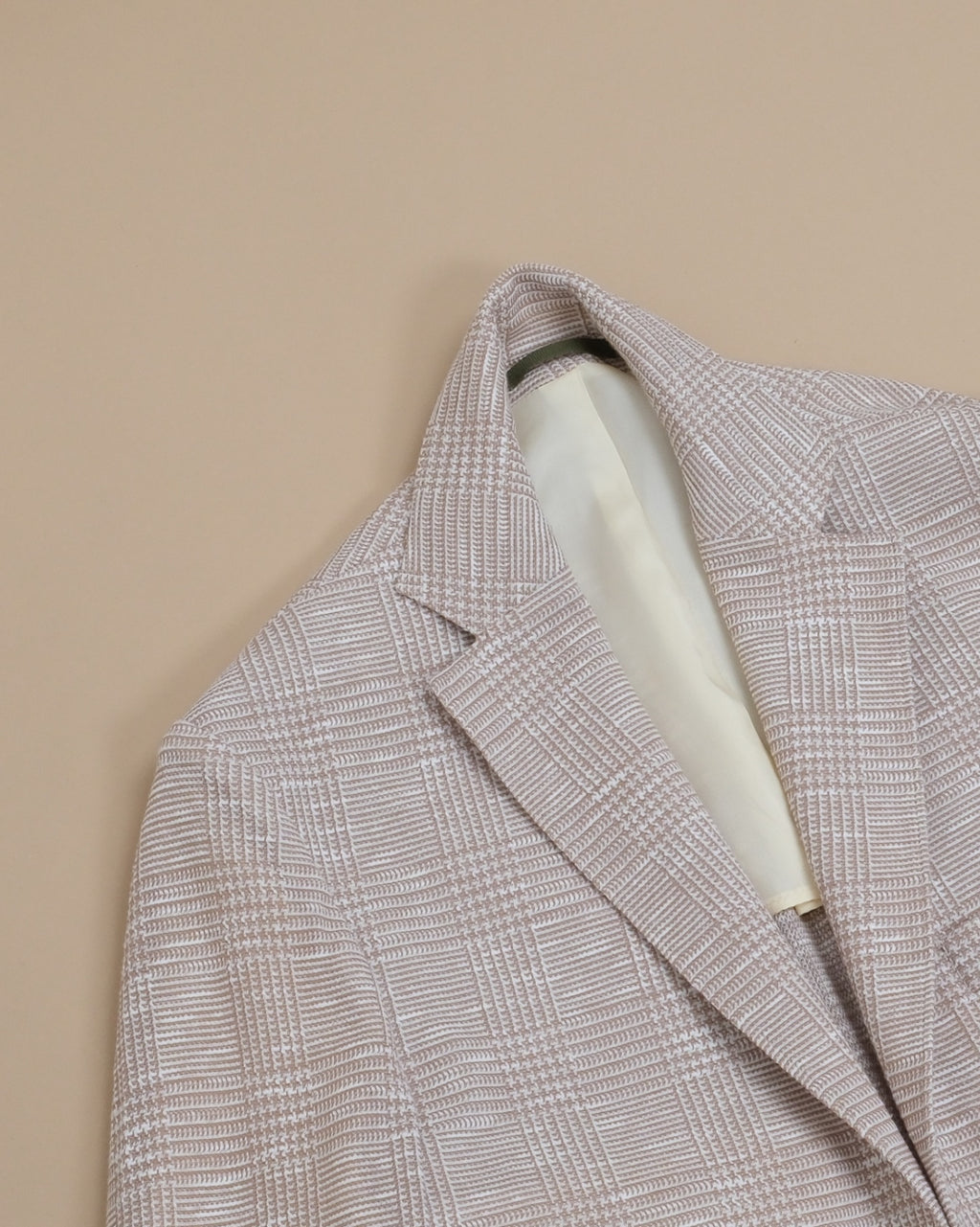 Beige Glen Check Cotton/Linen Sports Jacket