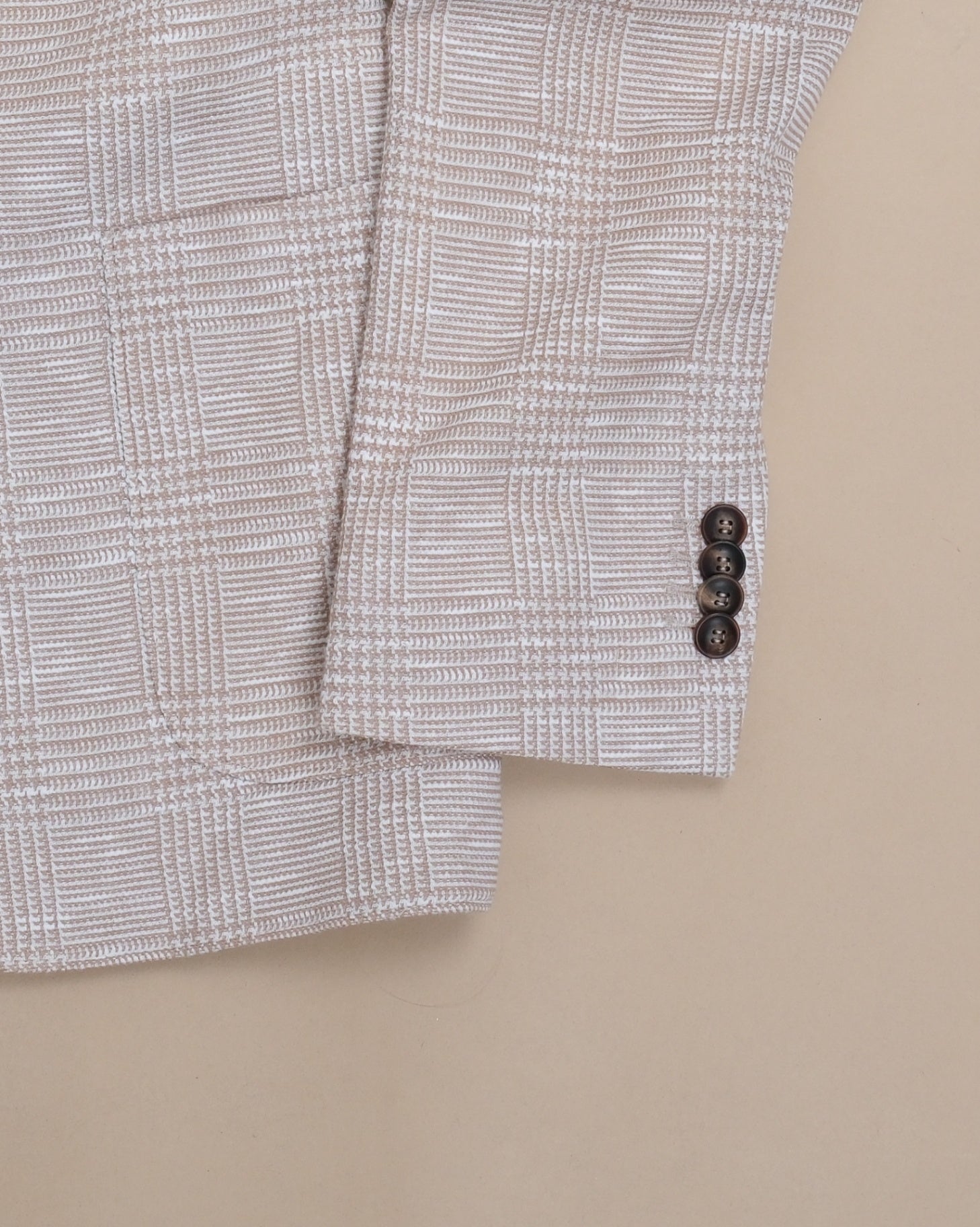 Beige Glen Check Cotton/Linen Sports Jacket