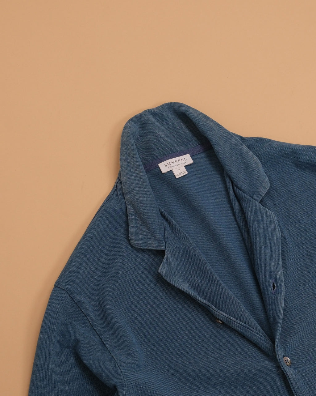 Washed Blue Pique Short-Sleeve Shirt