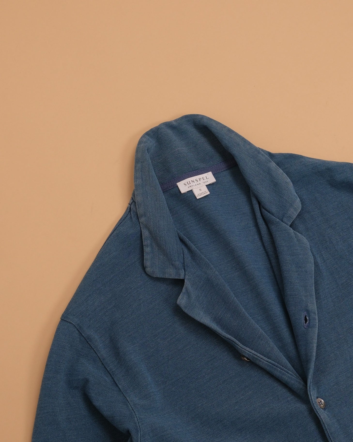 Washed Blue Pique Short-Sleeve Shirt