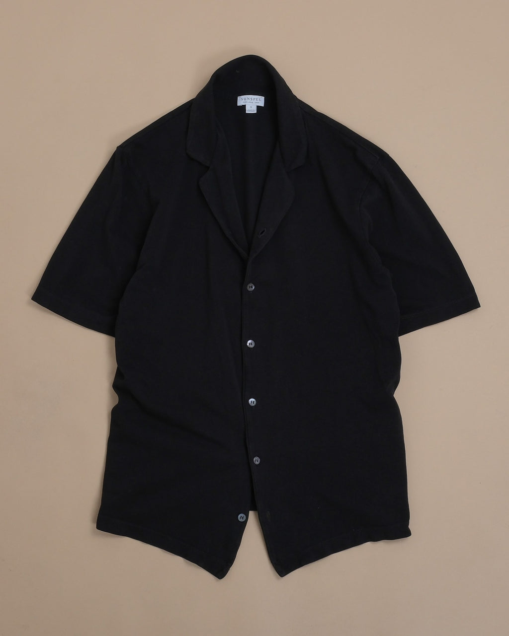 Black Pique Short-Sleeve Shirt