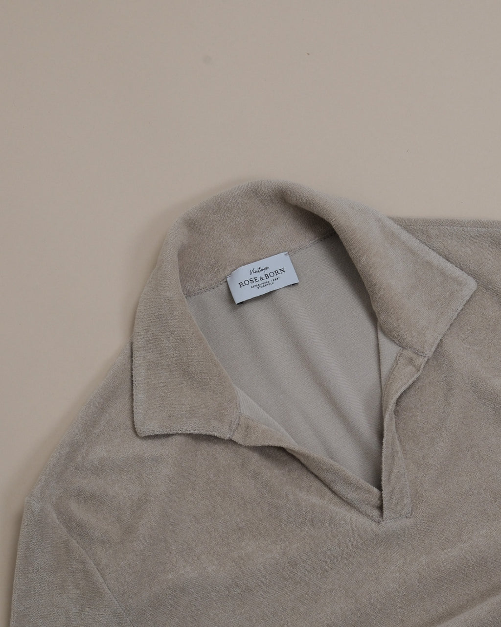Beige Terry Cloth Open Polo