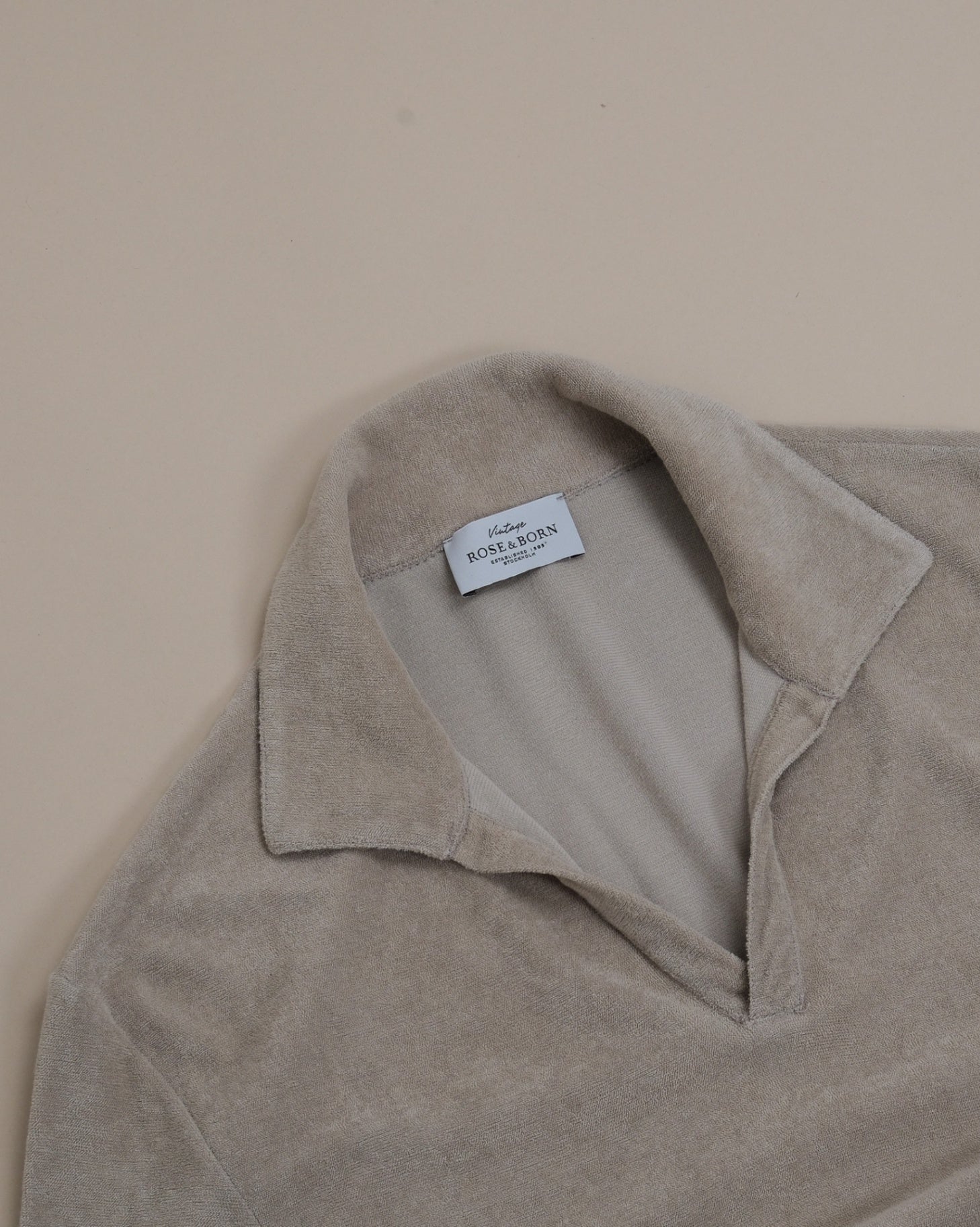 Beige Terry Cloth Open Polo