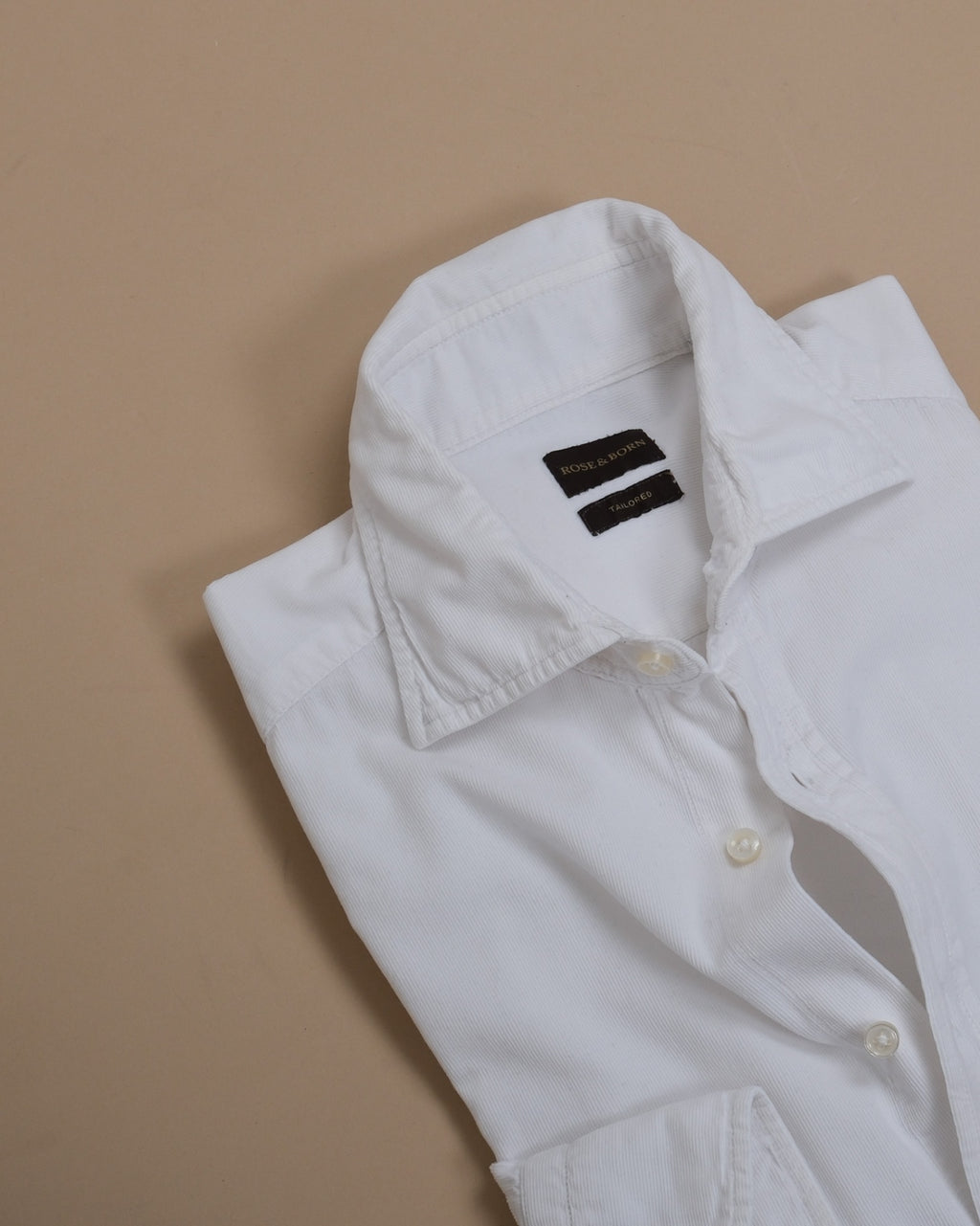 Cream White Cotton Corduroy Shirt