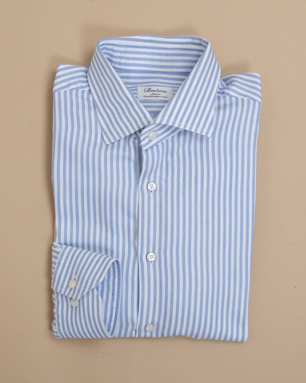 Blue/White Striped Herringbone Shirt