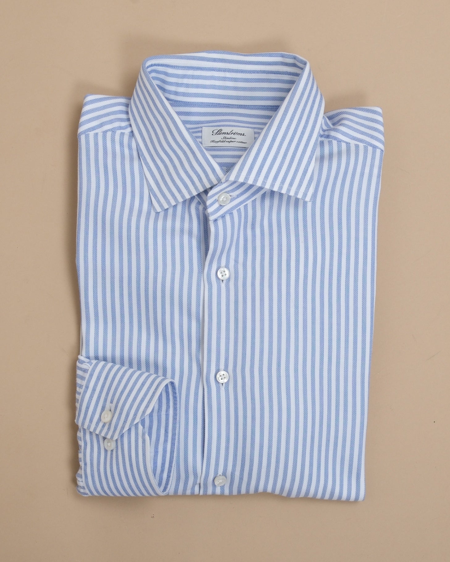 Blue/White Striped Herringbone Shirt