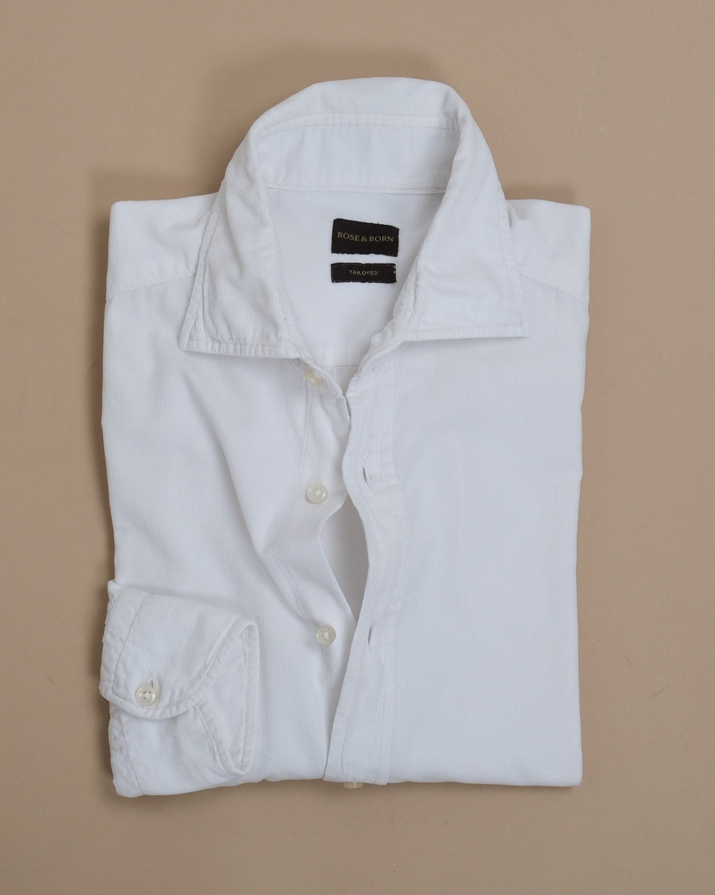 Cream White Cotton Corduroy Shirt