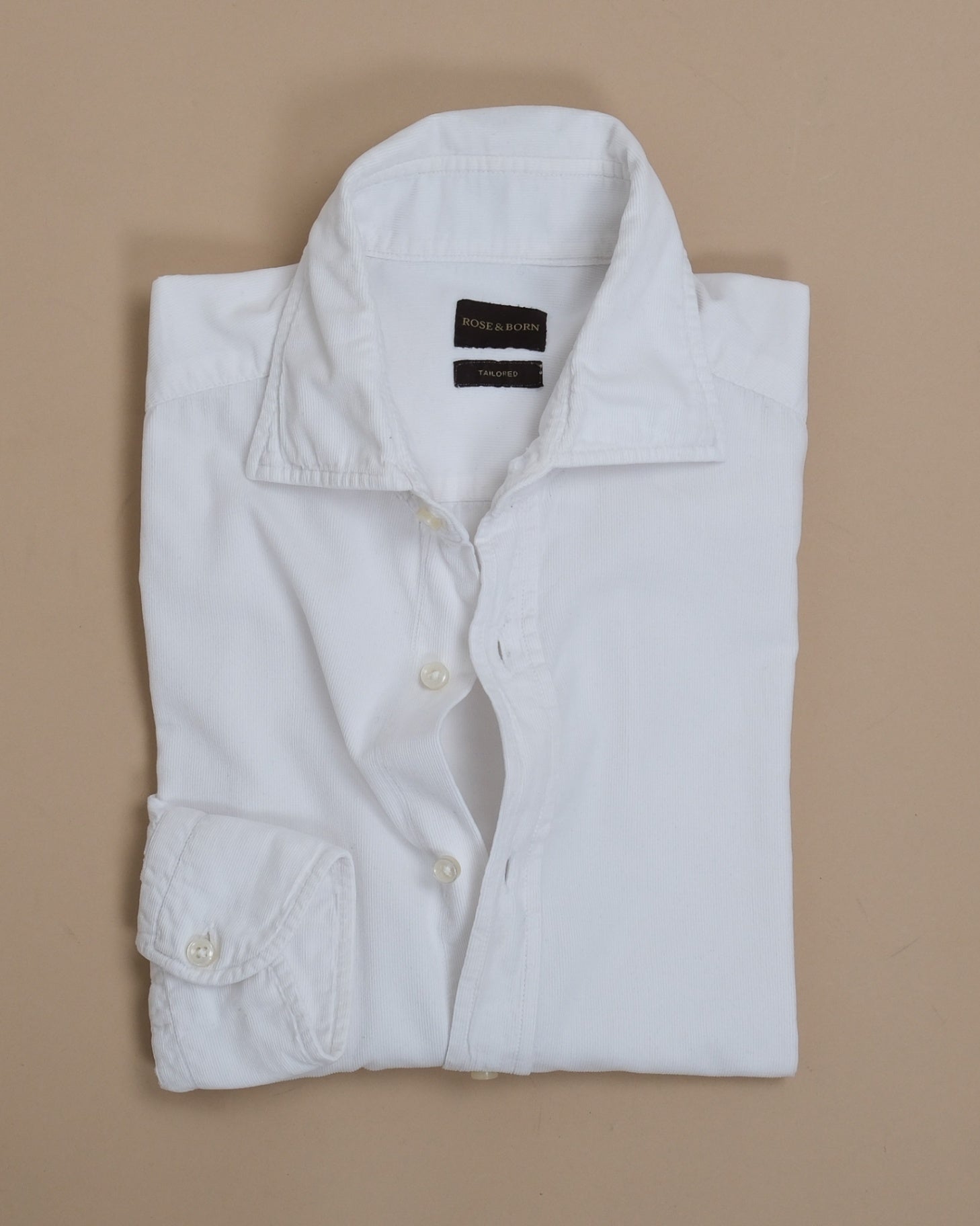Cream White Cotton Corduroy Shirt