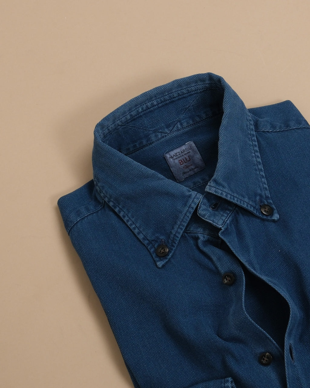Washed Blue Cotton Pique Shirt