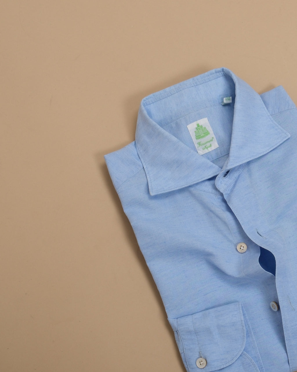 Light Blue Linen/Cotton Cutaway Shirt
