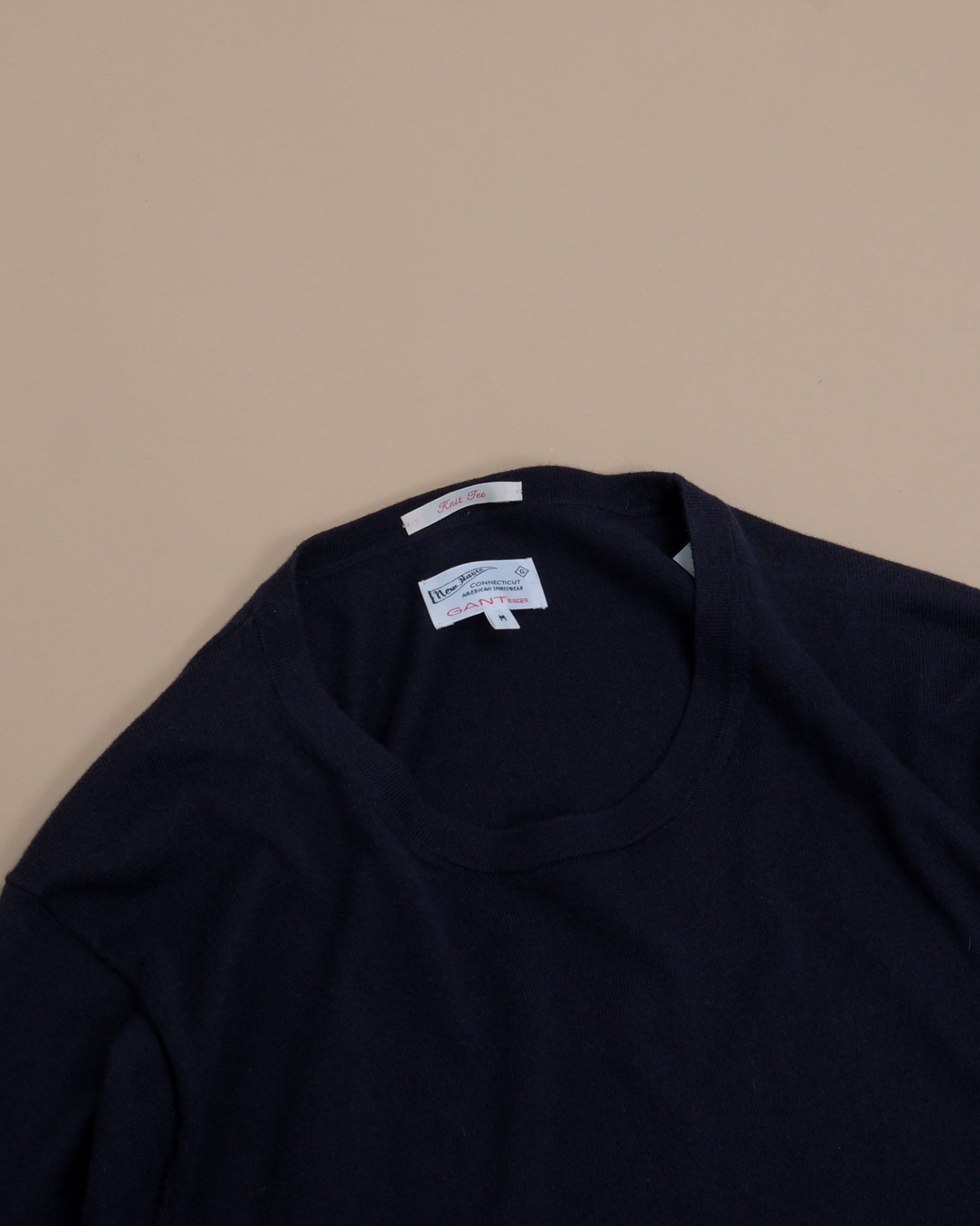 Navy Cotton/Silk/Wool Knitted T-Shirt
