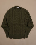 Dark Green Cableknit Creweck