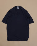 Navy Cotton/Silk/Wool Knitted T-Shirt