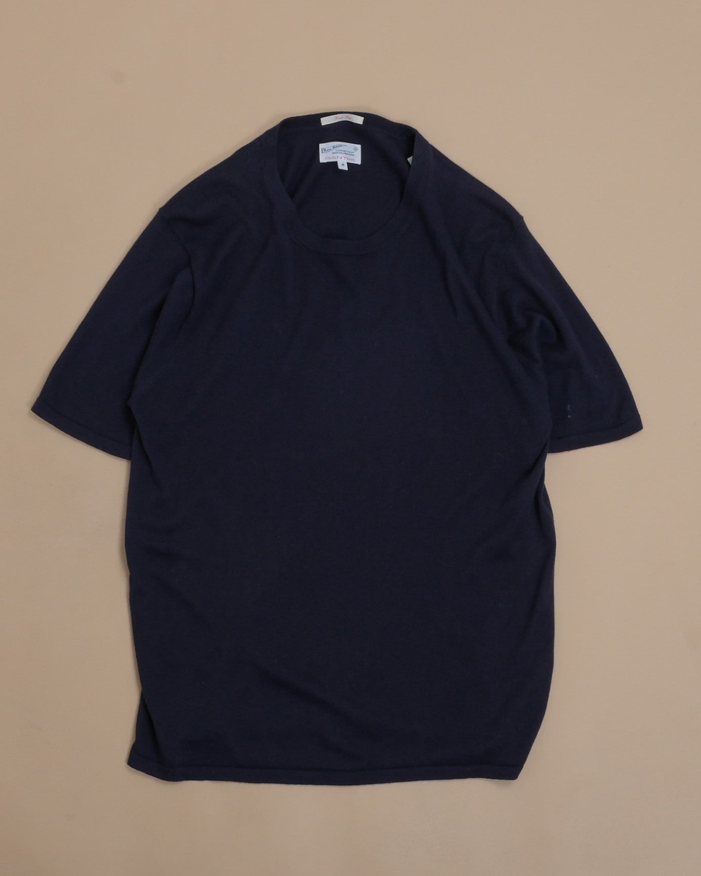 Navy Cotton/Silk/Wool Knitted T-Shirt