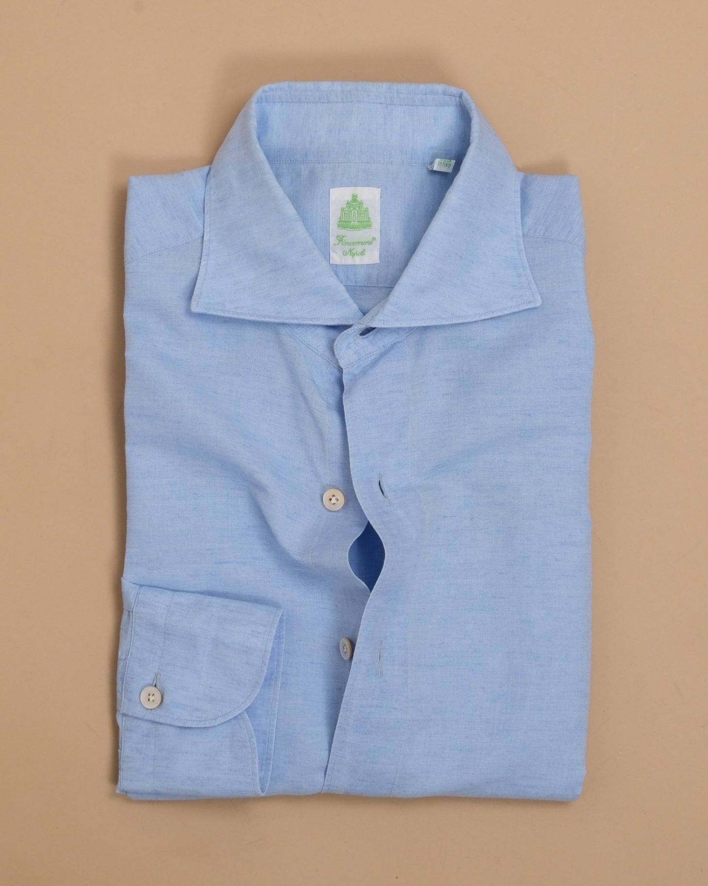 Light Blue Linen/Cotton Cutaway Shirt