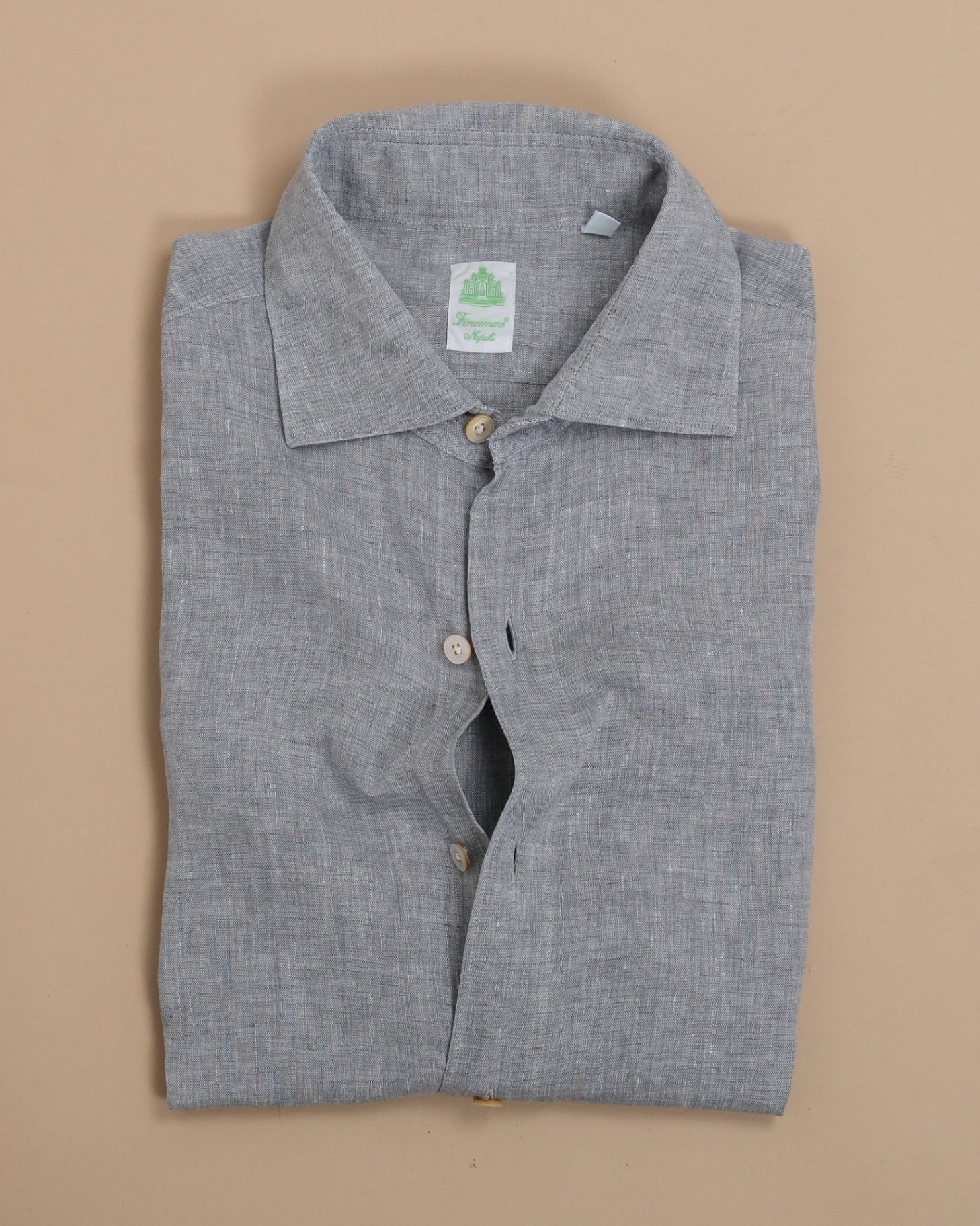 Grey Melange Linen Shirt