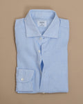 White/Light Blue Bengal Stripe Linen Shirt