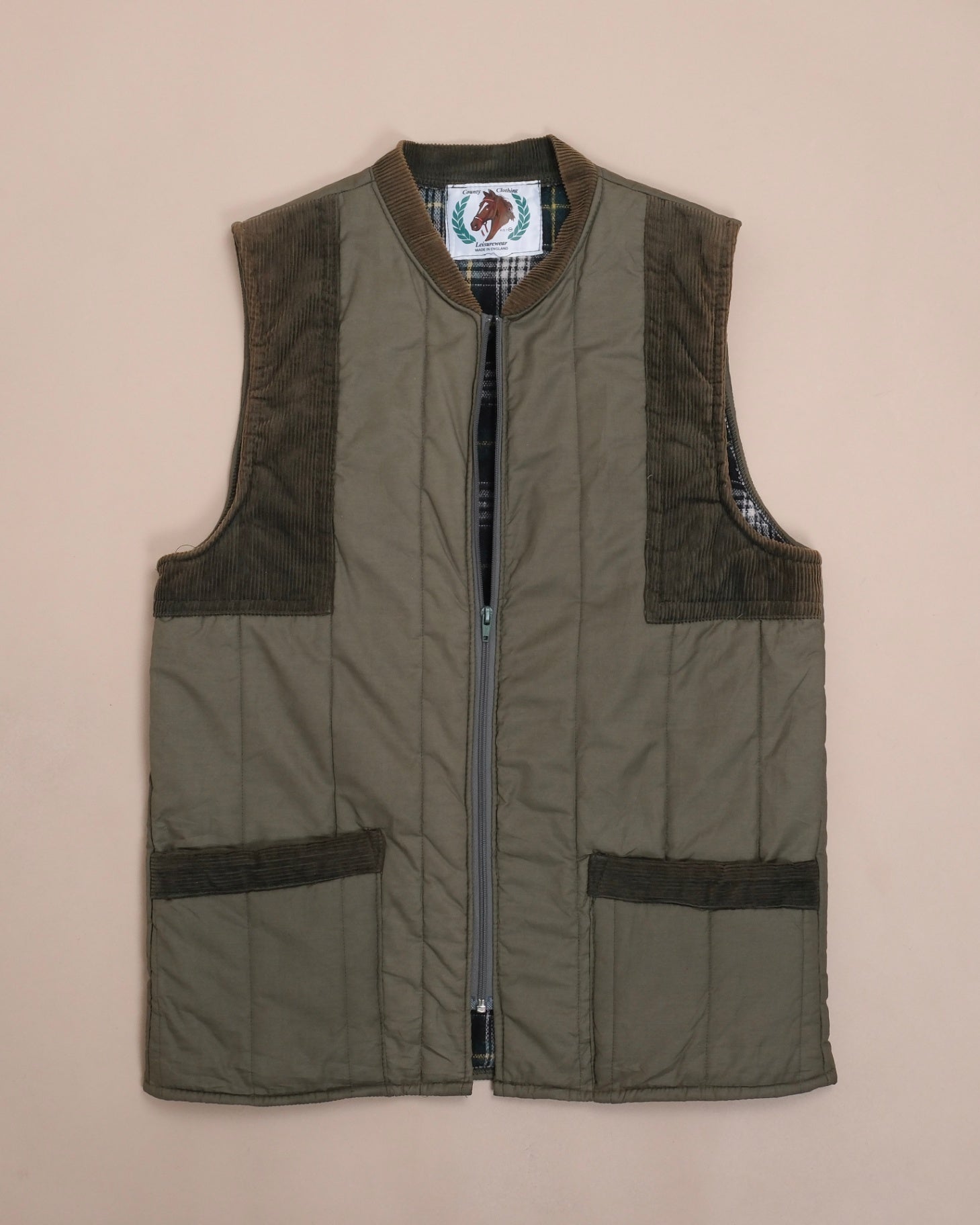 Olive green Quilted Shooting Vest