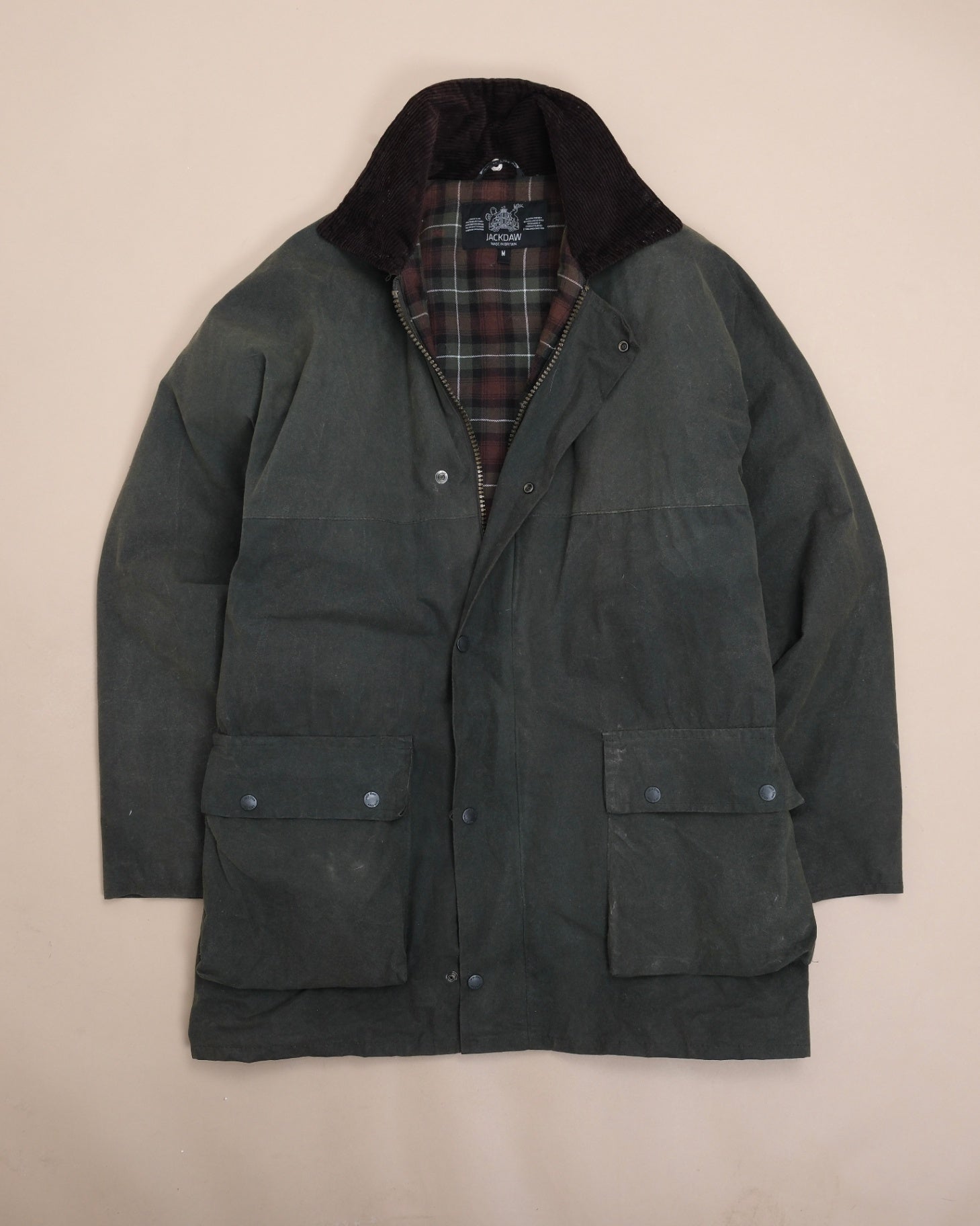 Dark Olive Vintage Waxed Cotton Jacket, Made in England