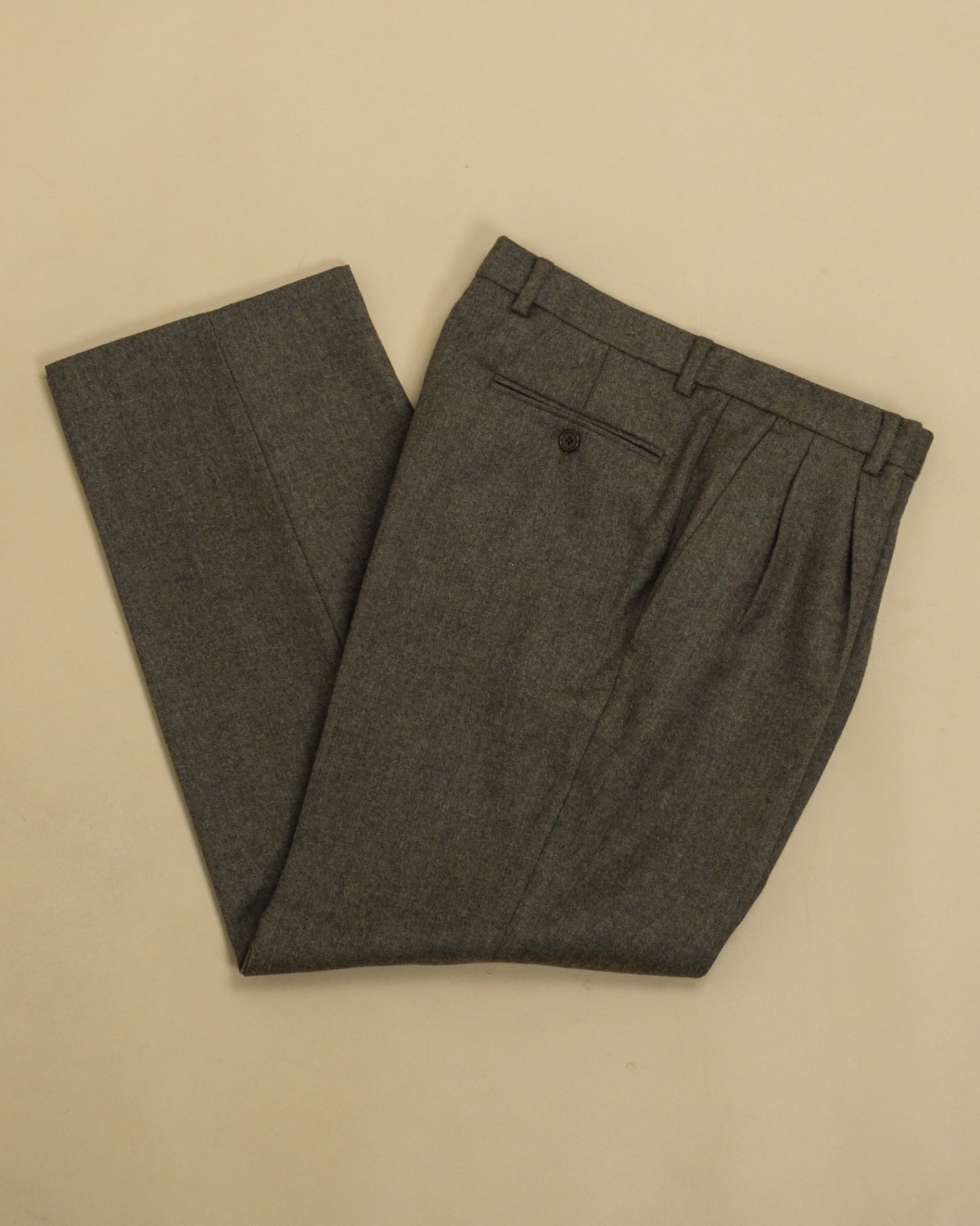 Moss Green High-Rise Wool Flannel Trousers