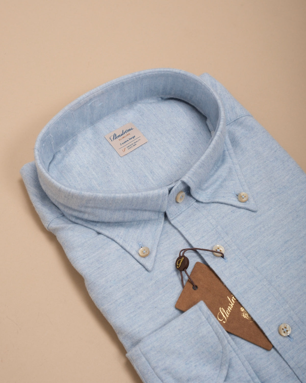 Light Blue Cotton Flannel Twill BD. Shirt, Slimline