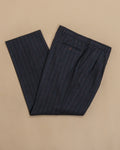 Dark Grey Checked High-Rise Virgin Wool Flannel Trousers