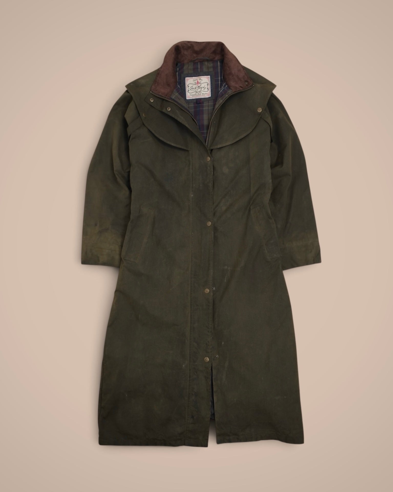 Olive Waxed Long Equestrian Riding Coat