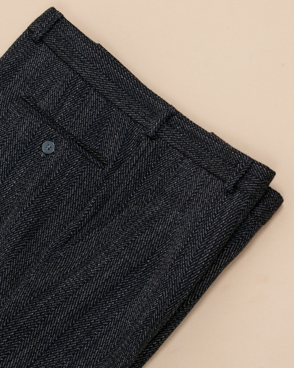 Black/Charcoal Herringbone Twill Wool Trousers