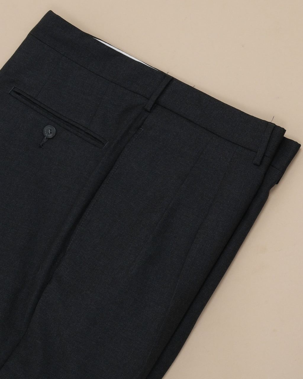 Dark Grey High-Rise Worsted Virgin Wool Twill Trousers