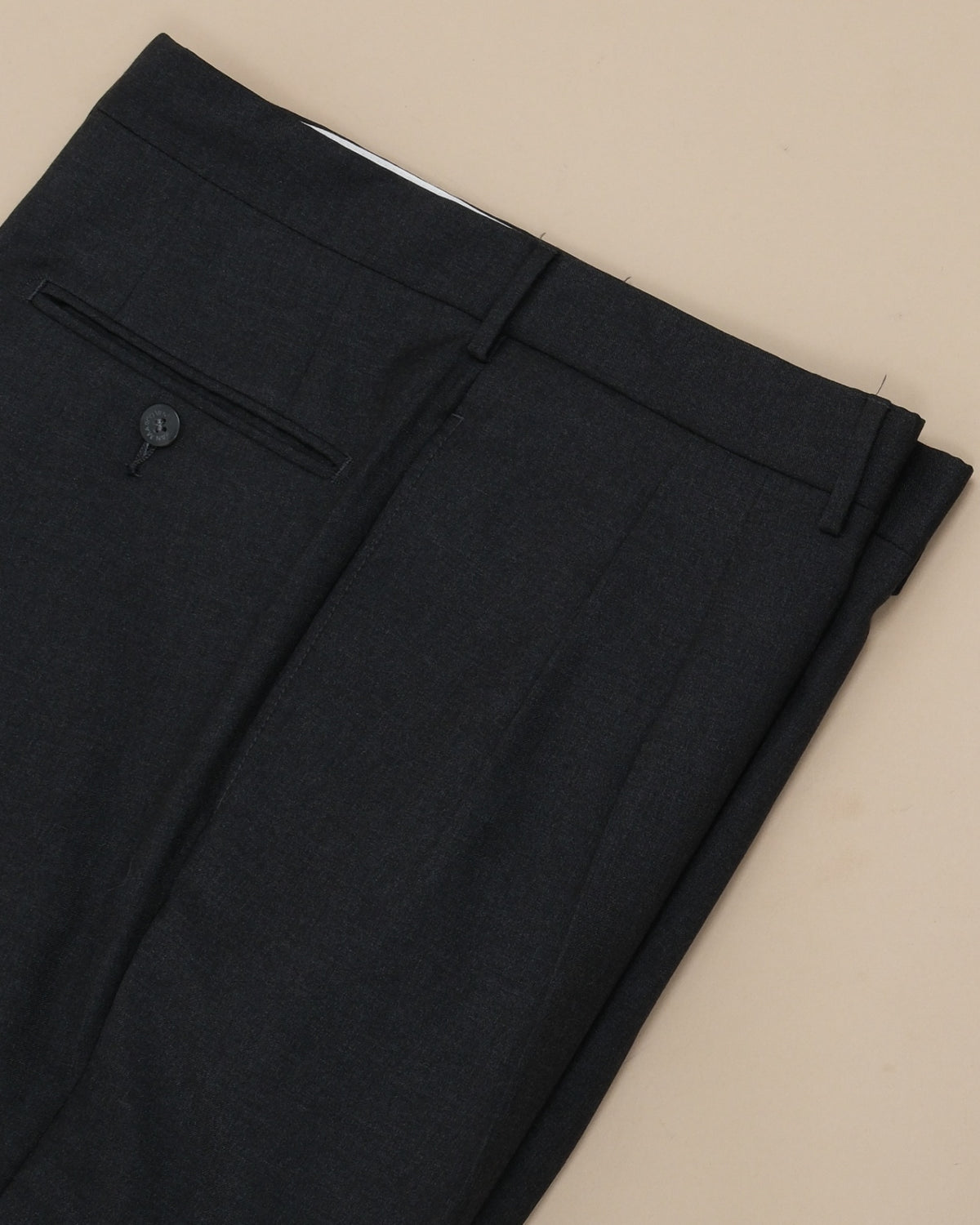 Dark Grey High-Rise Worsted Virgin Wool Twill Trousers